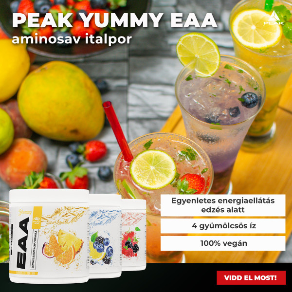 Peak Yummy EAA aminosav italpor, MAP esszeciális aminosavakkal, Mike Sommerfeld Mr. Olympia ajánlásával