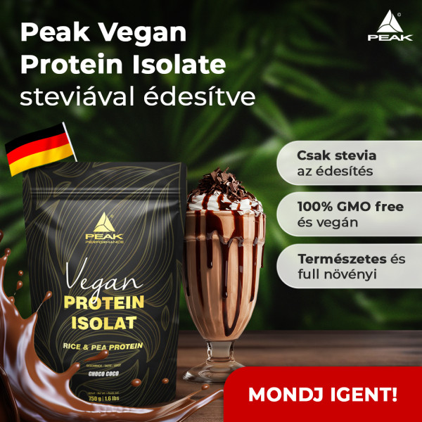 Peak Vegan Protein Isolate növényi fehérjepor Steviával édesítve