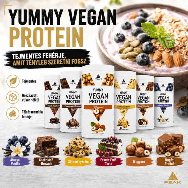 Peak Yummy Vegan Protein mandula és tökmag fehérje tejmentes